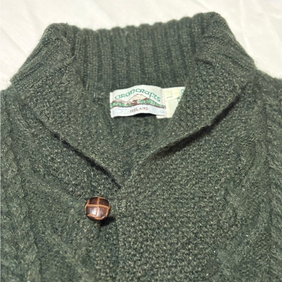 Aran Crafts Green Zip Up Cable Knit Sweater - Picture 4 of 9